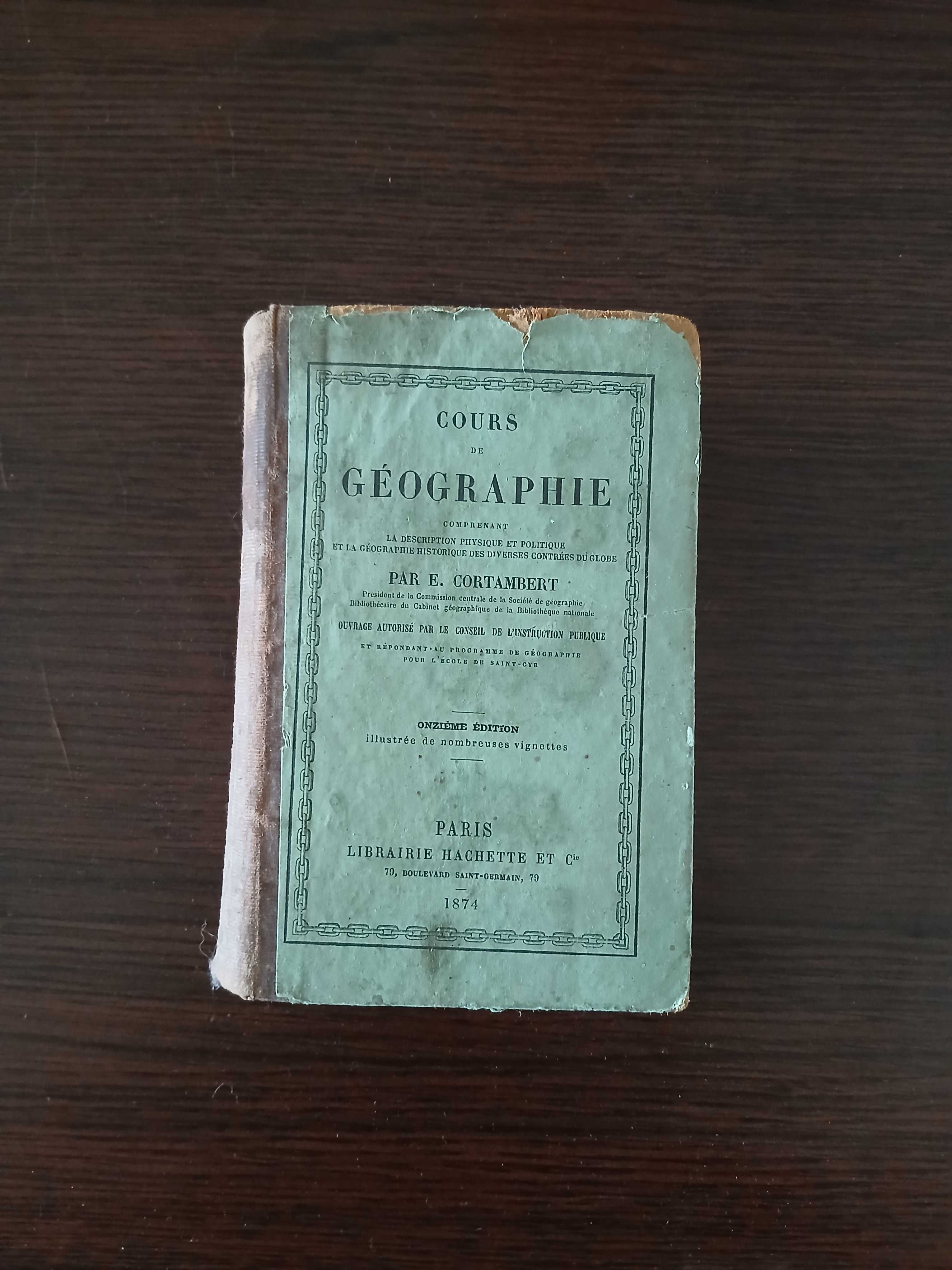 Livro Francês | Cours de Géographie | E. Cortambert | 1874