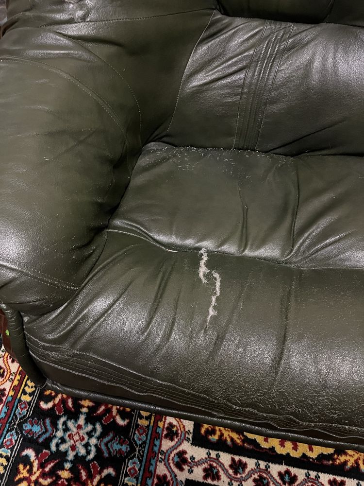 Кожаний диван та крісло