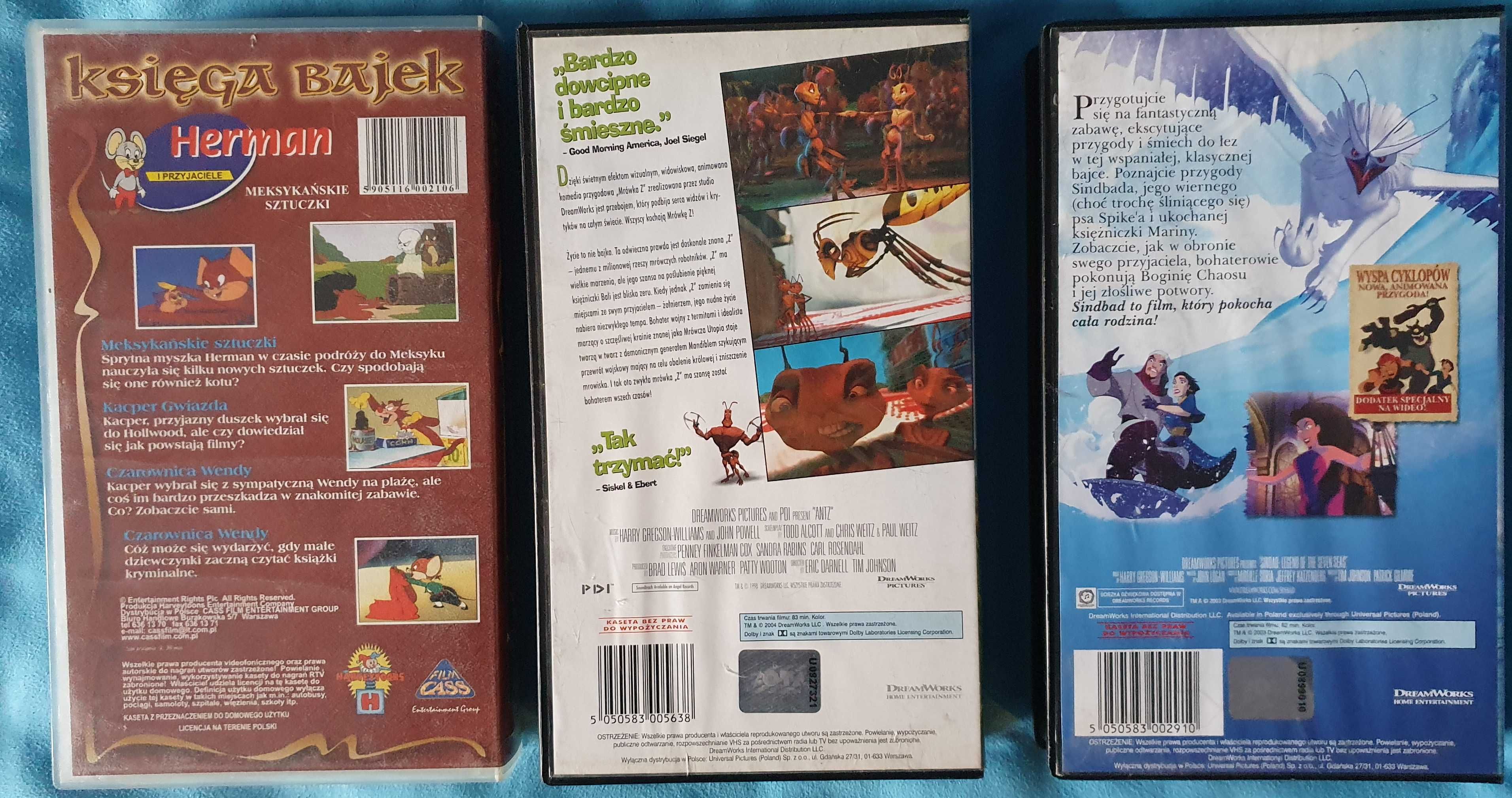 Bajki VHS używane 3 szt