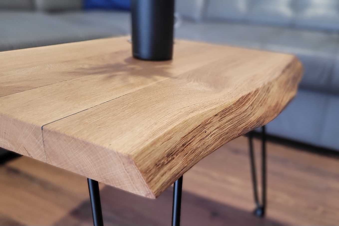 Industrialny stolik kawowy 60 cm, Ława, dębowy blat, Loft