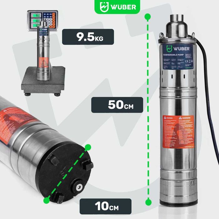 POMPA GŁĘBINOWA Śrubowa 550W DO WODY CZYSTEJ do studni 1500 L/h 1"