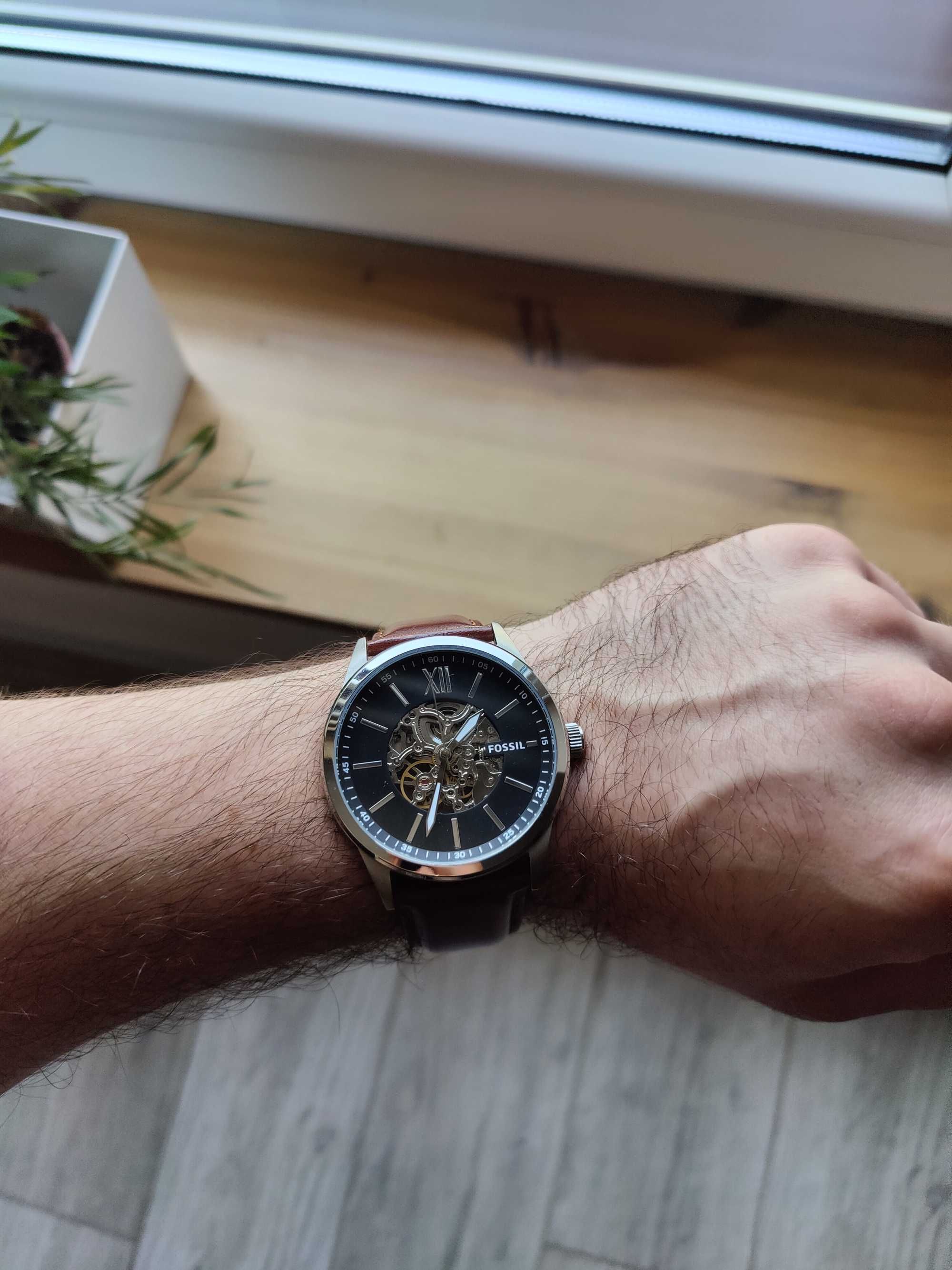 Zegarek Fossil Flynn BQ2386 Automatic, Skeleton, Skórzany pasek