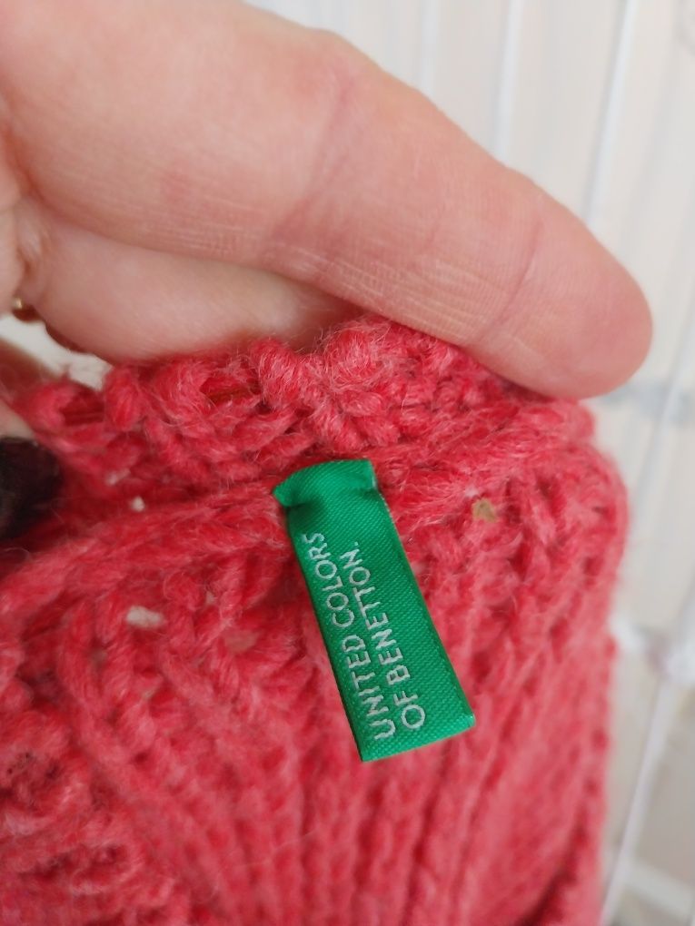 Vestido coral | lã | menina | Benetton | Tamanho 12 anos