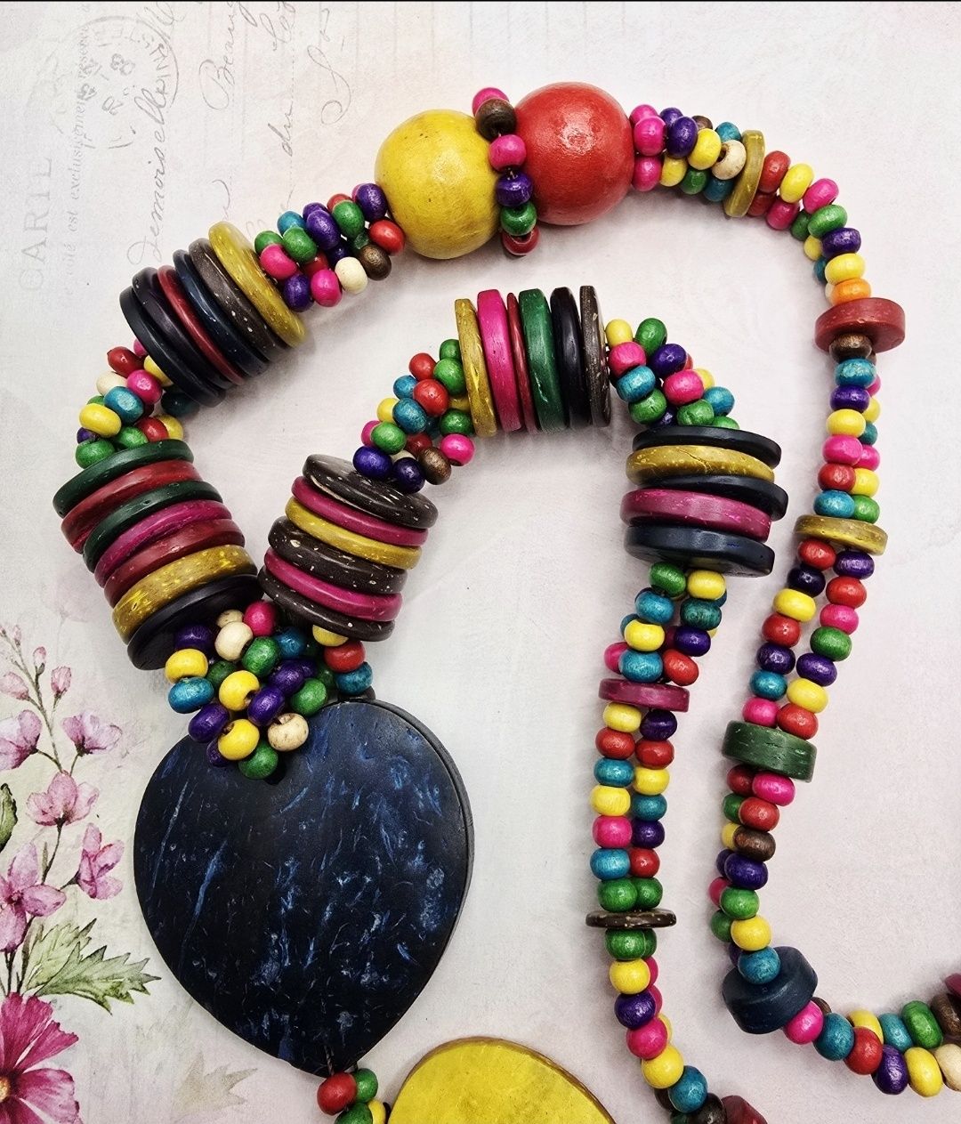 Serce serca serduszko serduszka kolorowy multikolor naszyjnik boho