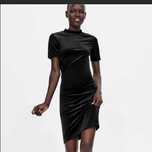 Vestido preto midi de veludo Zara Trafaluc Tam L