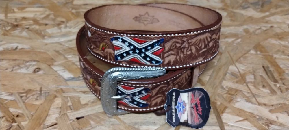 Stars & Stripes Pas Skórzany Kowbojski Country Western Pasek