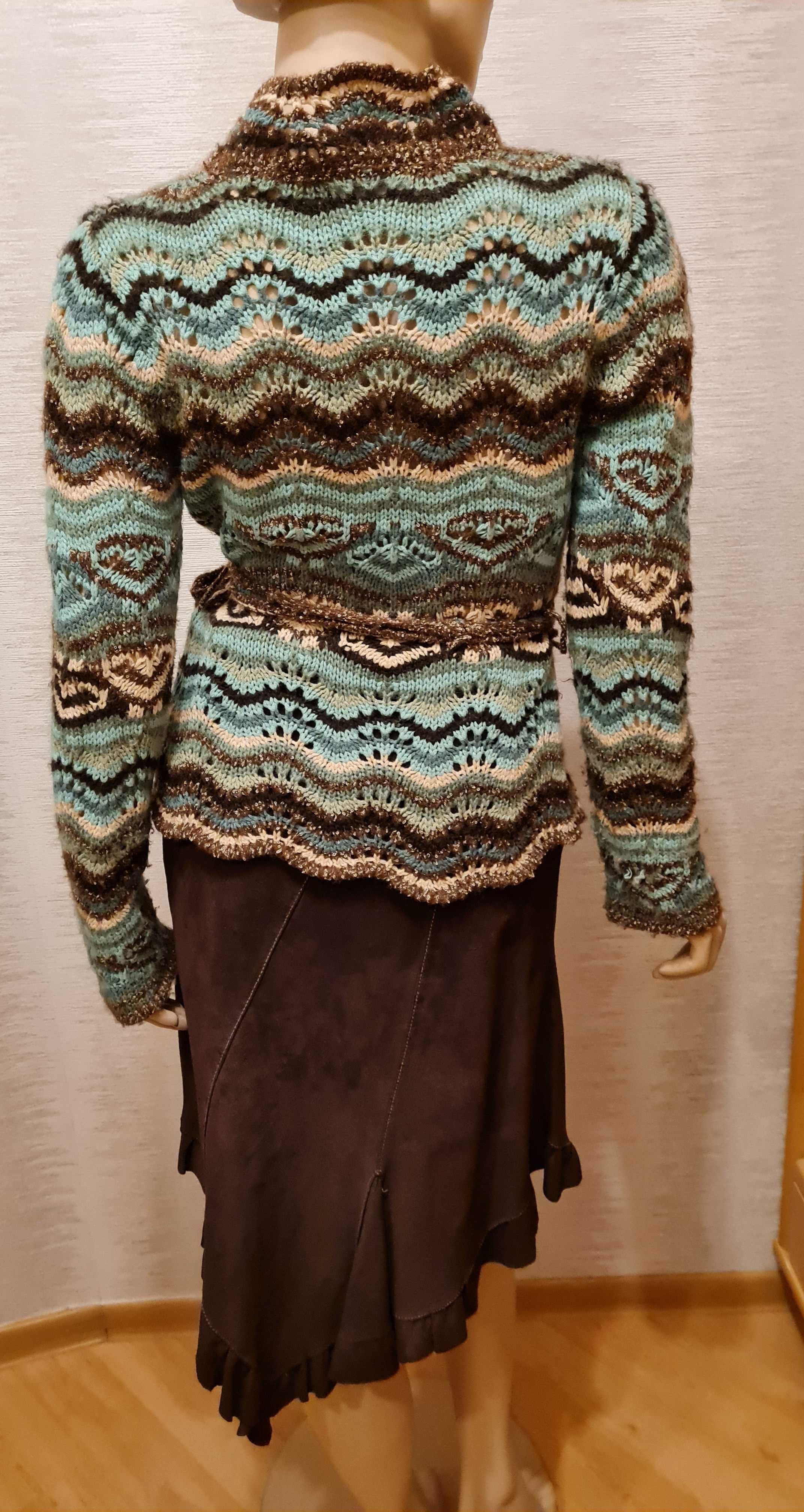 Sweterek  brązowo-turkusowy