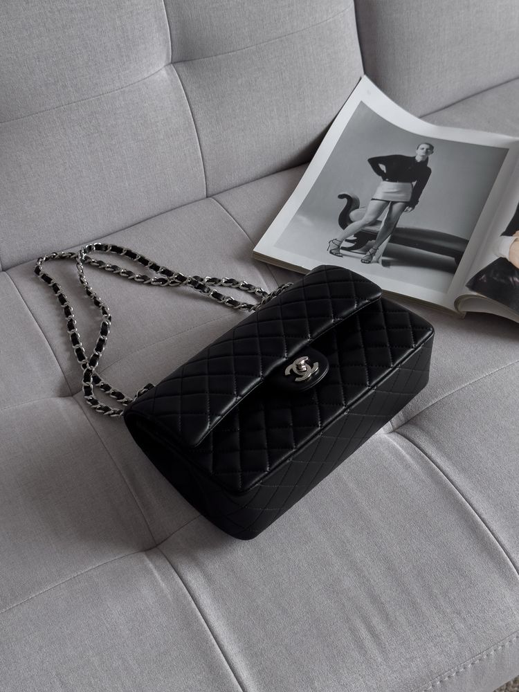 Сумка Chanel шкіра | чорна | срібна фурнітура