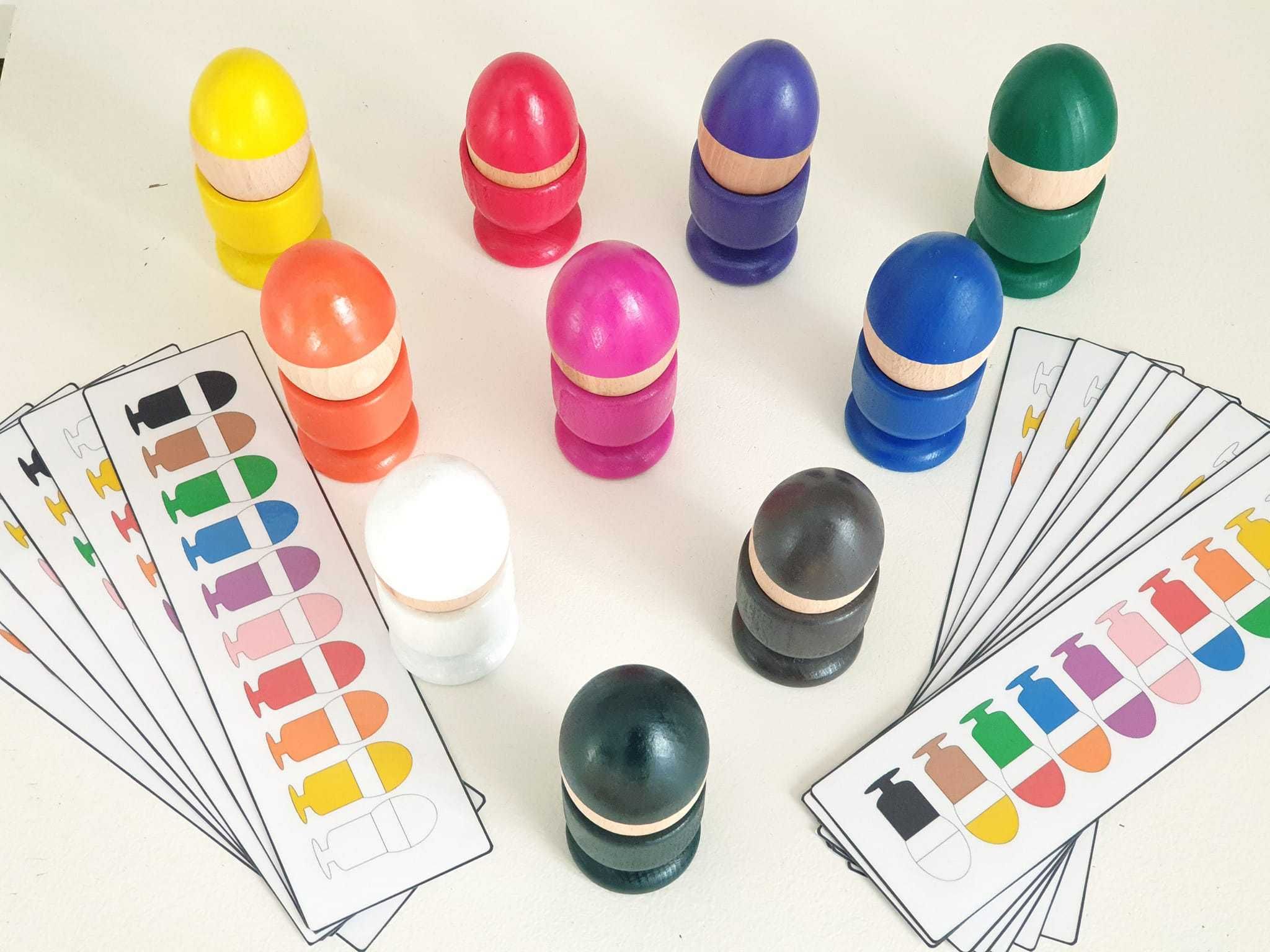 układanka lewopółkulowa jajka sorter kolorów Montessori 10 szt