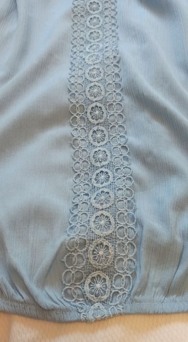 Boho styl damska bluzka rozmiar 40 jasnoniebieska