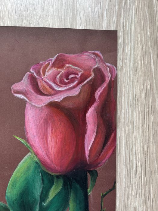Róża z bliska obraz pastelowy martwa natura dekoracja artystyczna