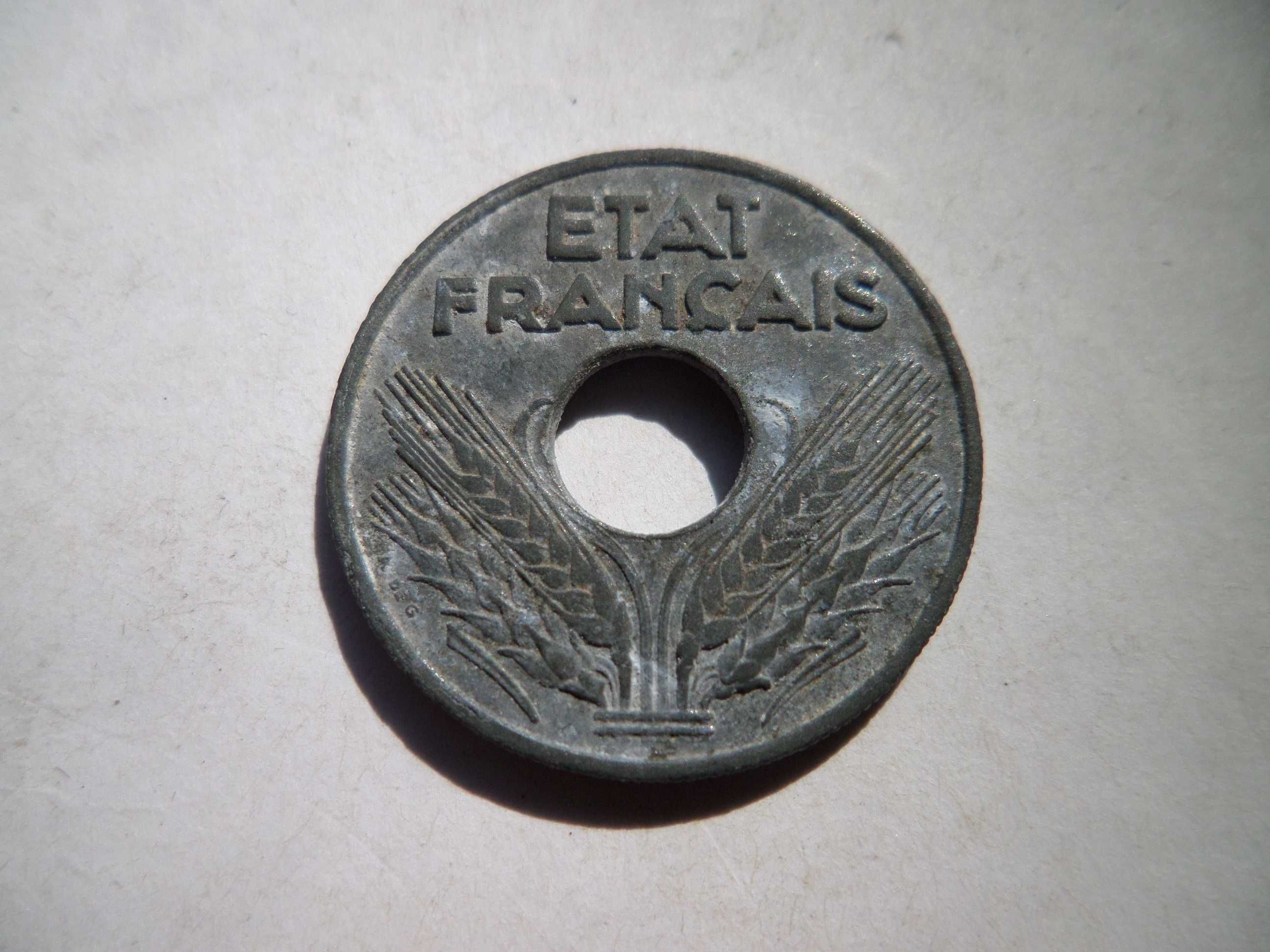 Moeda da França:  20 Centimes 1942   Zinco