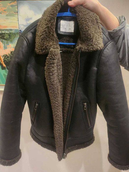 Кожаная зимняя куртка Zara на подростка ( 10 х 140 )