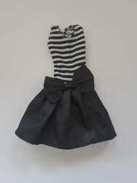 Suknia sukienka księżniczka czarna kokarda paski dla lalki Barbie