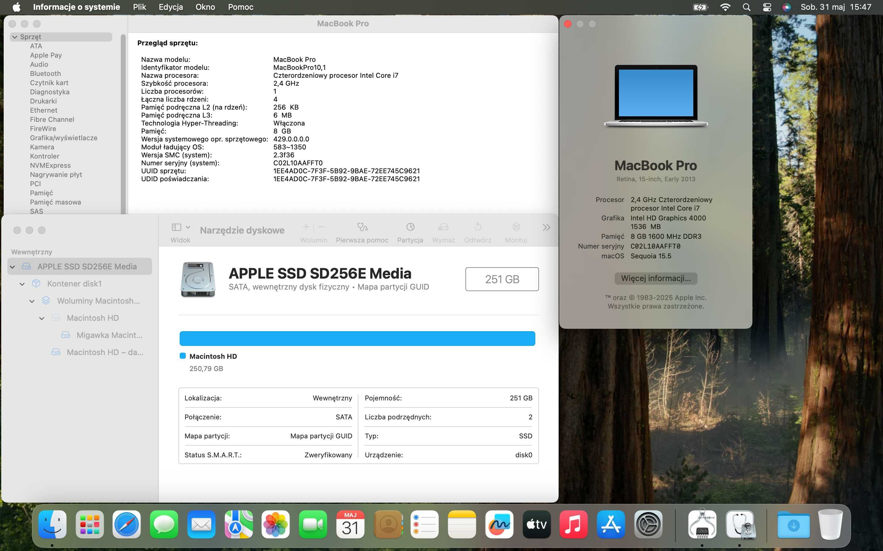 MacBook Pro 15” 2013/A1398 macOS Sequoila 15.5!