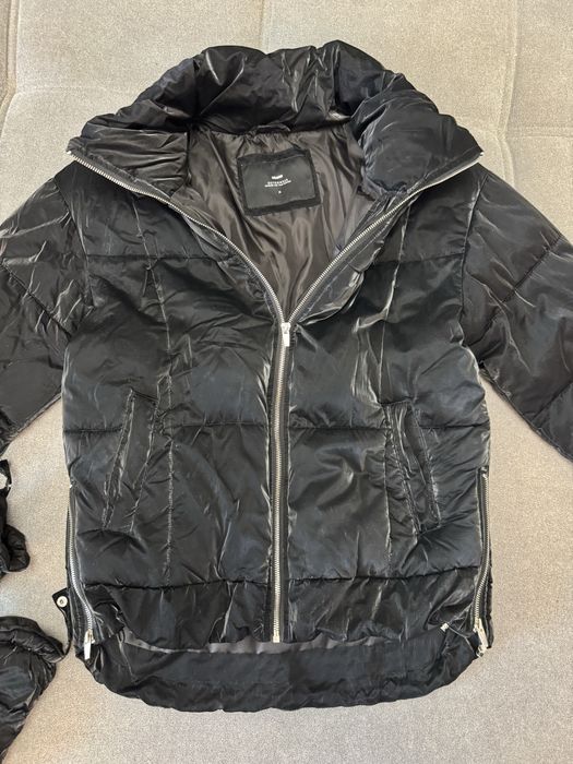 Kurtka damska puffer czarna z rękawiczkami