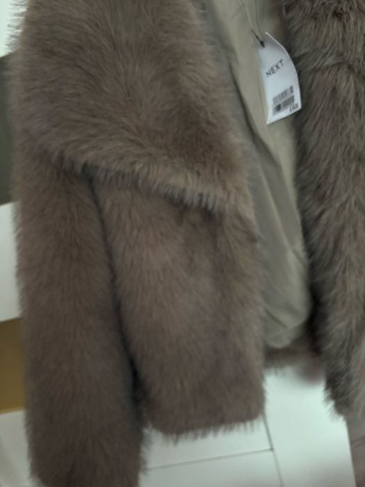 Next futerko futrzana kurtka  nowa s futro taupe bezowe brazowe