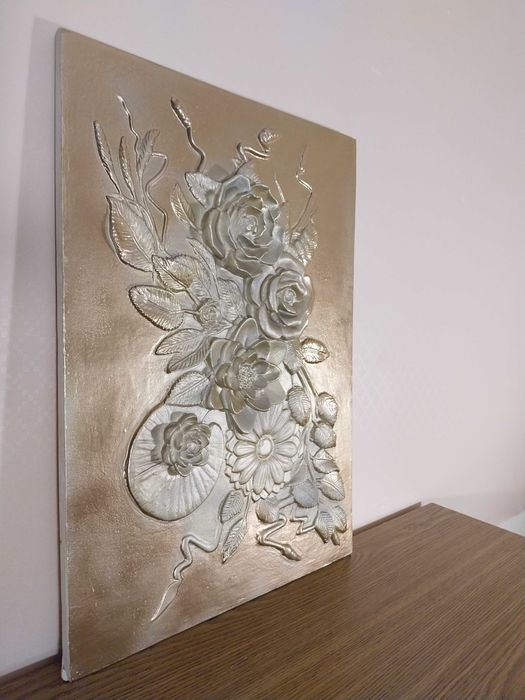 Obraz 3D – kwiaty w stylu klasycznym – dekoracja ścienna