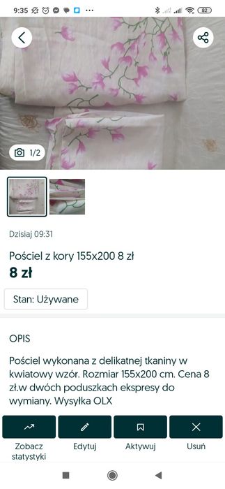 Posciel z kory 155x200 8 zł wyprzedaż