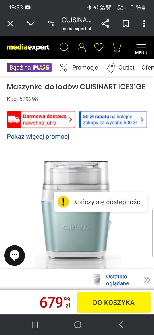Maszynka do lodów i sorbetów CUISINART