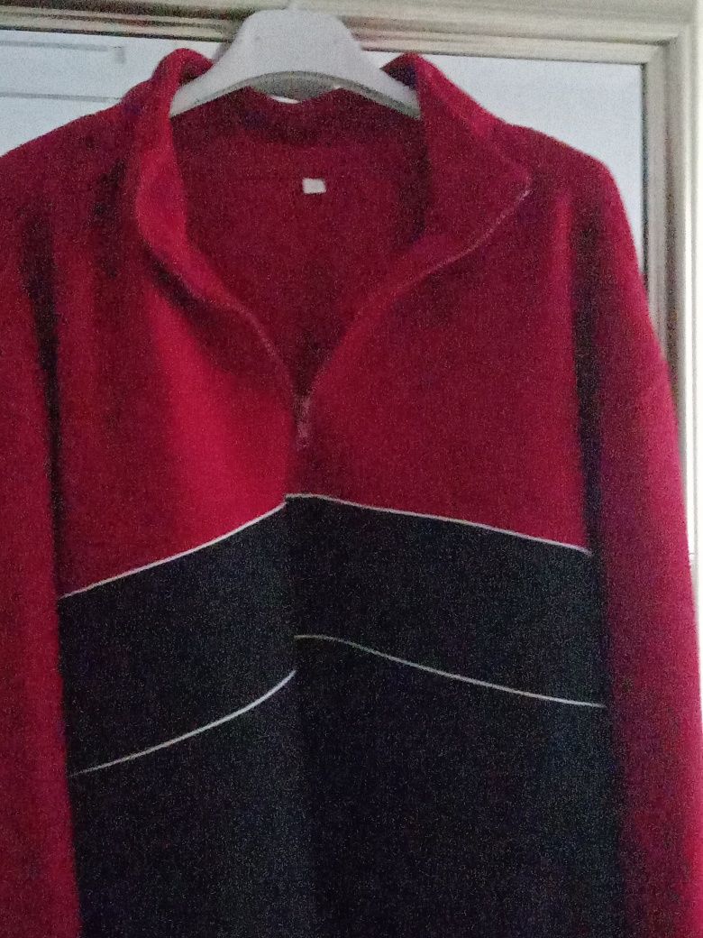 Bluza polar czarny i bordo jak wino golf suwak.