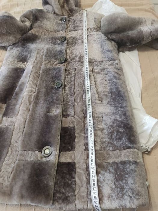 Шуба мутон, овчина полированная, цегейка