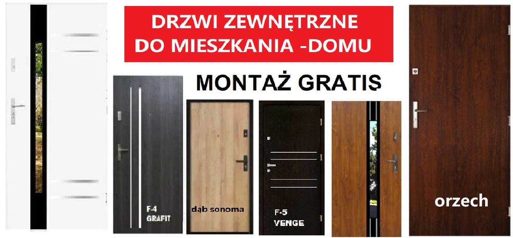 Drzwi wejściowe z montażem ZEWNĘTRZNE do mieszkania- wewnątrzklatkowe