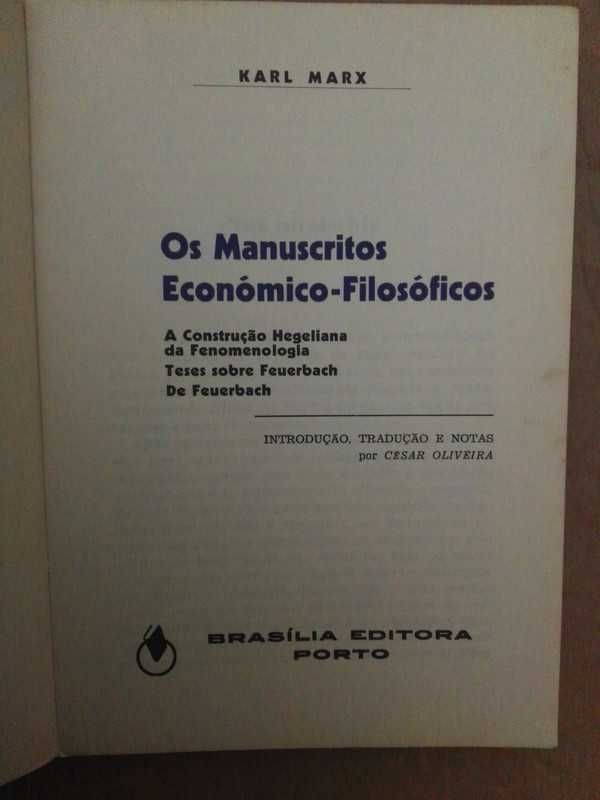Karl Max Os Manuscritos 1971