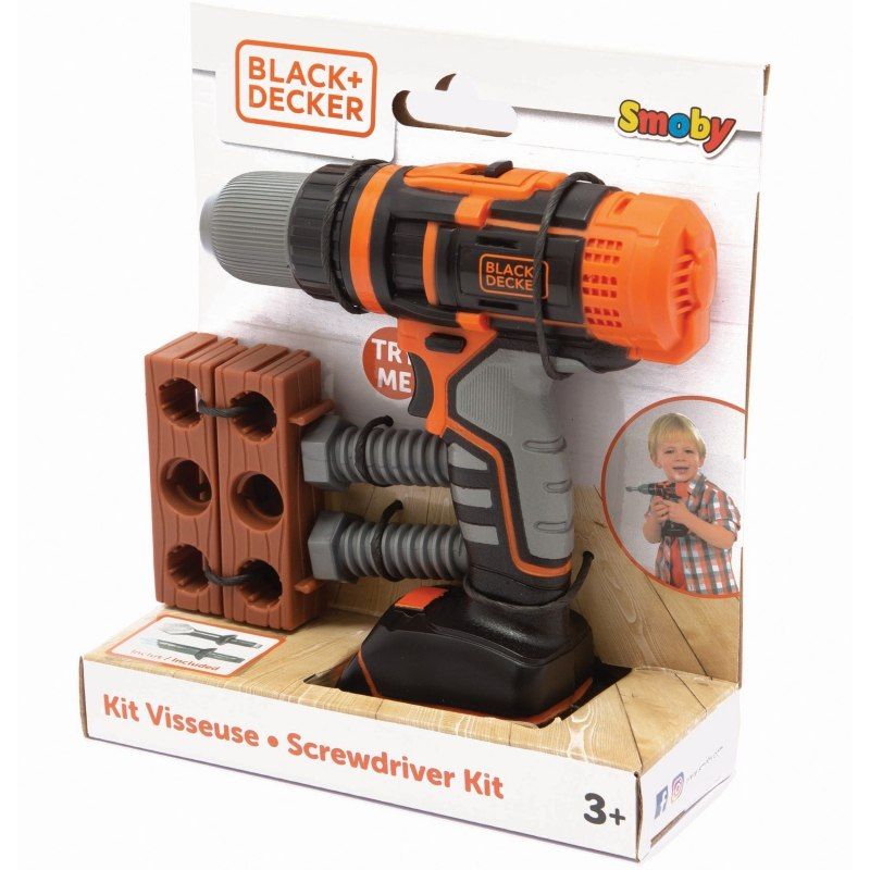 SMOBY Black&Decker Elektroniczna Wiertarko-wkrętarka z Cegiełką