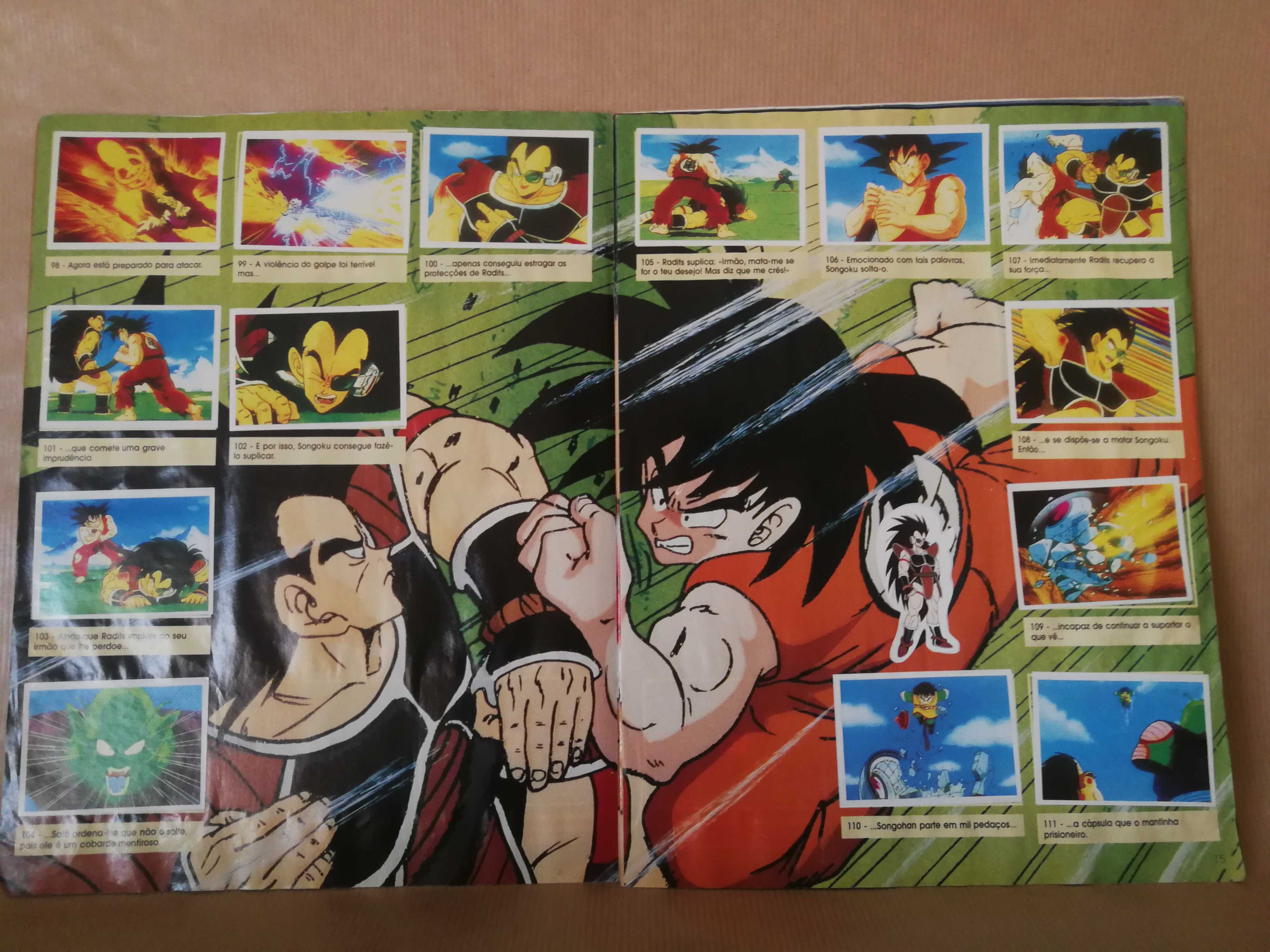 Caderneta Dragon Ball Z da Panini quase completa - faltam 7 cromos.