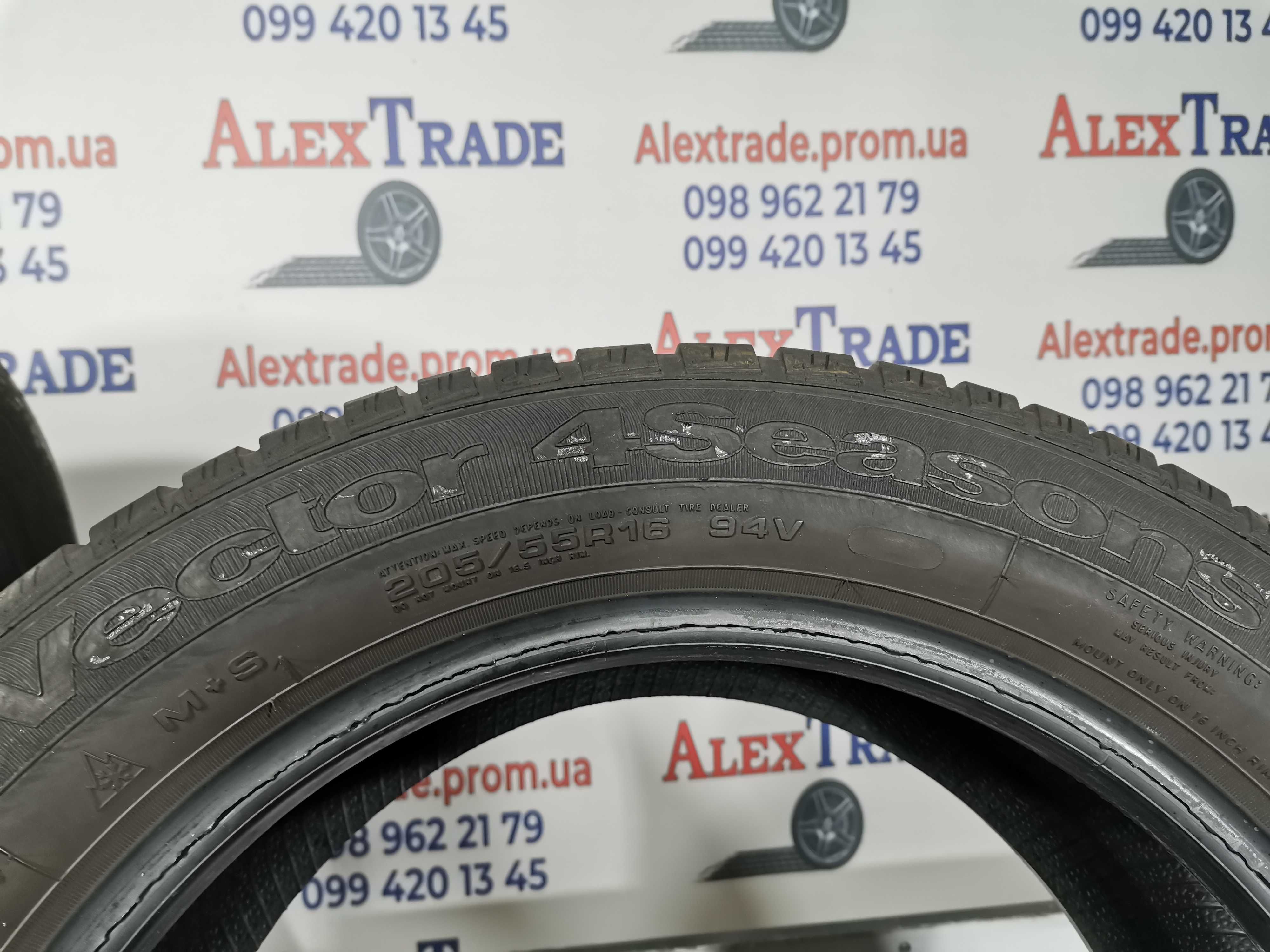 2 шт. 205/55 R16 Goodyear Vector 4Seasons шини б/у, 7,5 мм