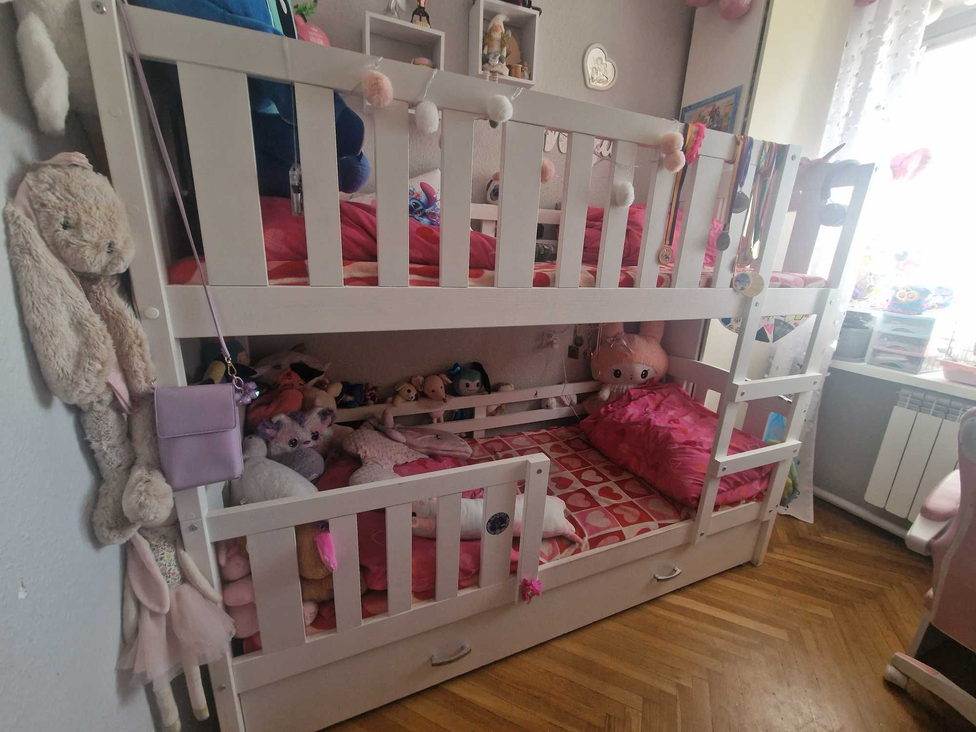 Łóżko piętrowe białe 200x80