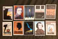 Pocztówki z plakatami koncertów Chopinowskich PRL