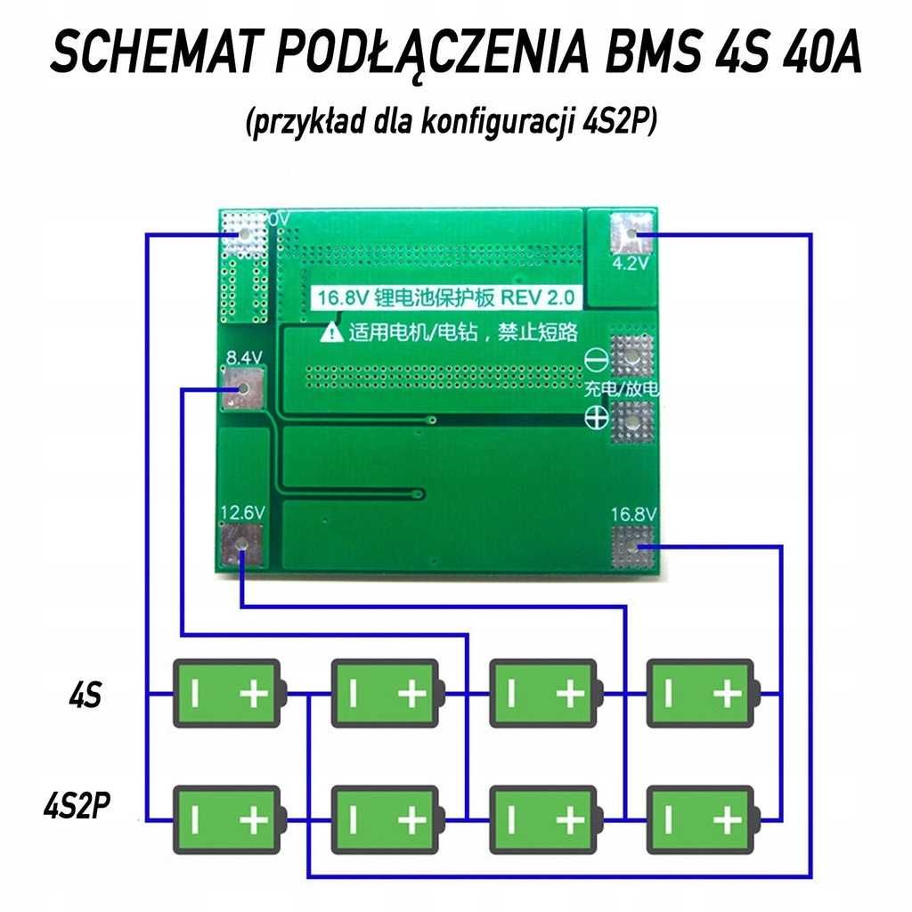 Moduł ładowarka BMS 4S 40A Li-Ion 16.8V z balanserem