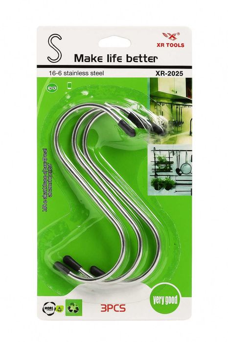 Гачки S-подібні, Гачки для рейлінгу, Гачки на трубу, Гачки для кухні