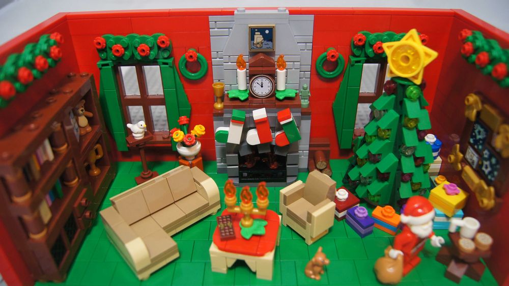 Lego MOC diorama ' Wizyta Mikołaja ' Winter Village Święta christmas