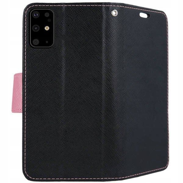 Etui Z Klapką Fancy Samsung S20+ / S20 Plus Czarno-Różowe