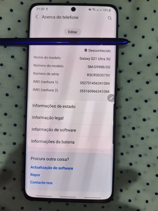 Samsung galáxia 21 Ultra 256 Gb