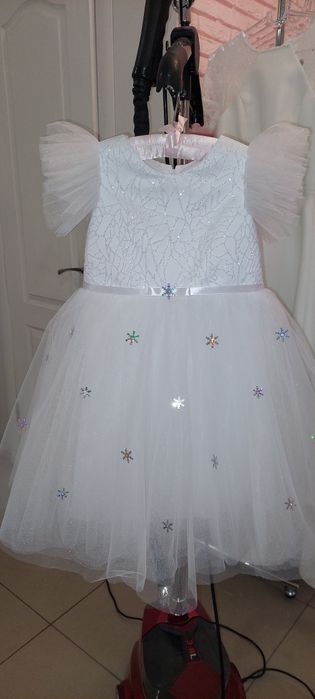 Дитячі святкові новорічніі сукні , детское нарядное платье сніжинка