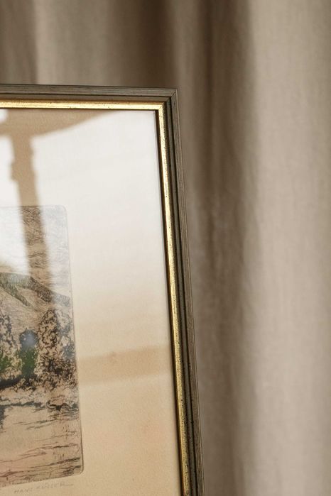 stara grafika akwaforta sygnowana Hans Fuesser