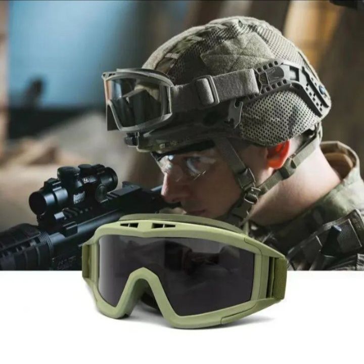 Тактические очки, защитная маска с 3 сменными линзами,окуляри