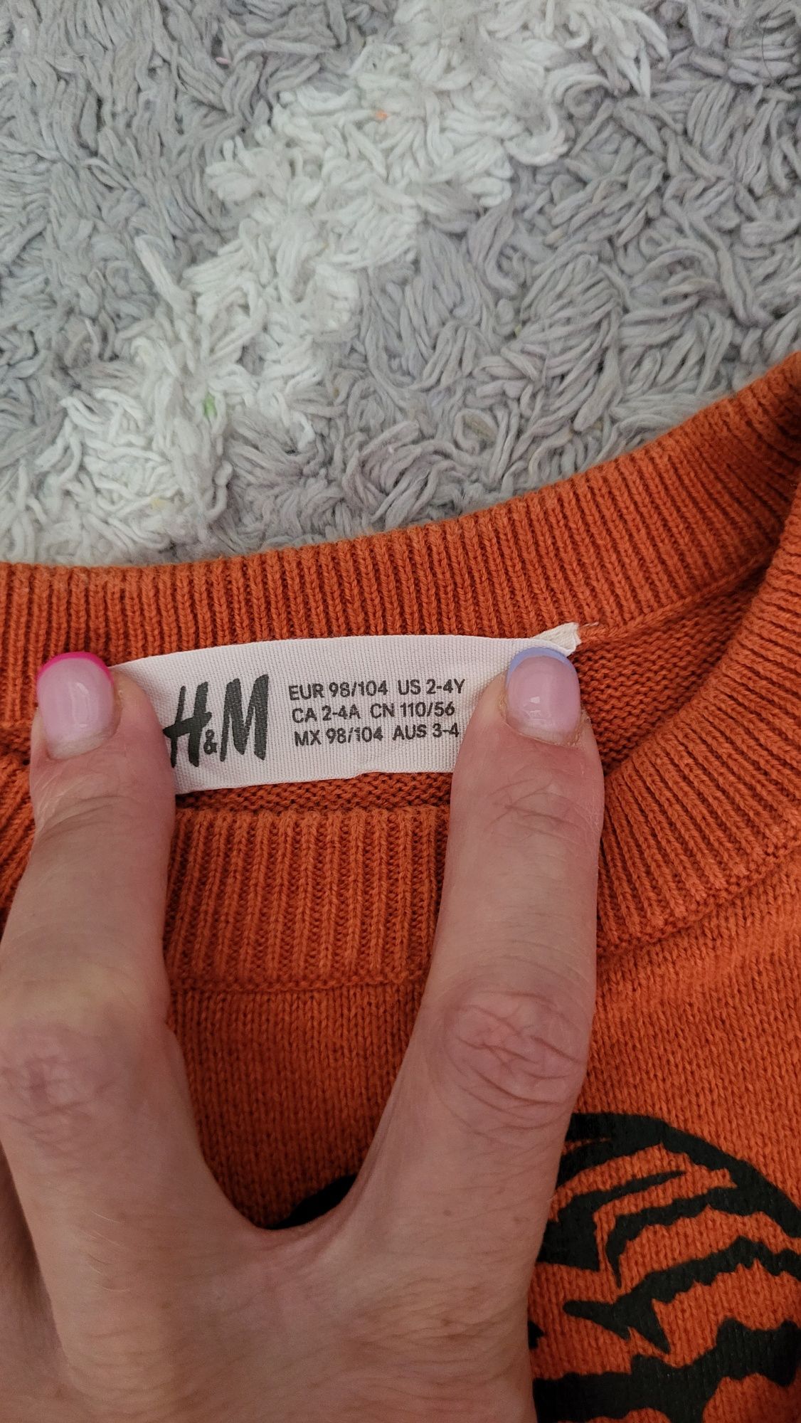 98/104 H&M pomarańczowy sweter tygrys tiger nowy