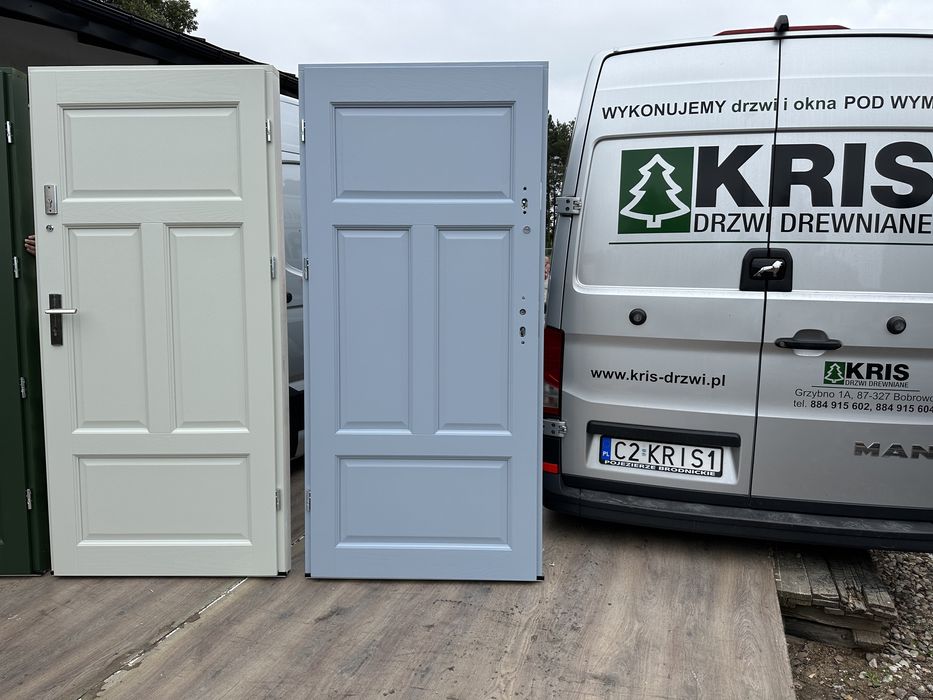 Drzwi drewniane zewnętrzne  wewnątrzklatkowe Na wymiar Montaż KLATKOWE