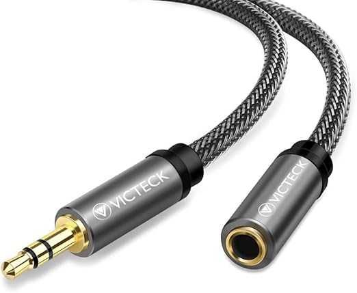 VICTECK Przedłużacz audio 5 m - nylonowy pleciony przewód jack 3,5 mm