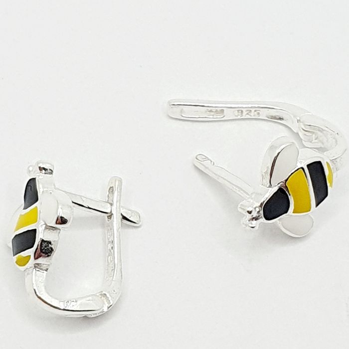 Kolczyki srebrne pr.925 dziecięce pszczółki emaliowane