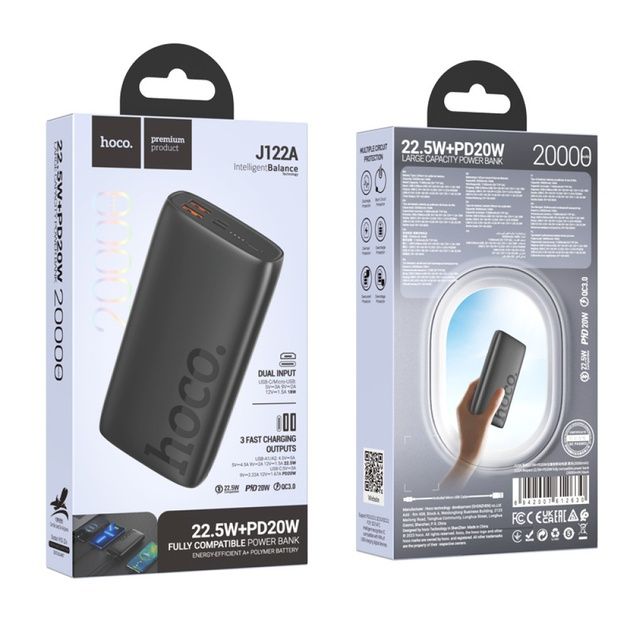 Портативный аккумулятор Hoco J122A Respect 20000mAh 22.5W+PD20W Черный