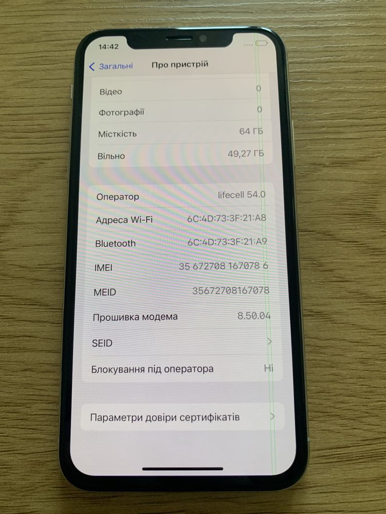 iPhone X silver 64gb