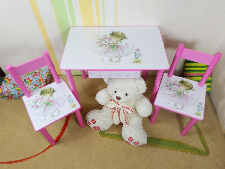 Детский стол и стул "Девочка-Принцесса" столик-парта (варианты)1-7 лет