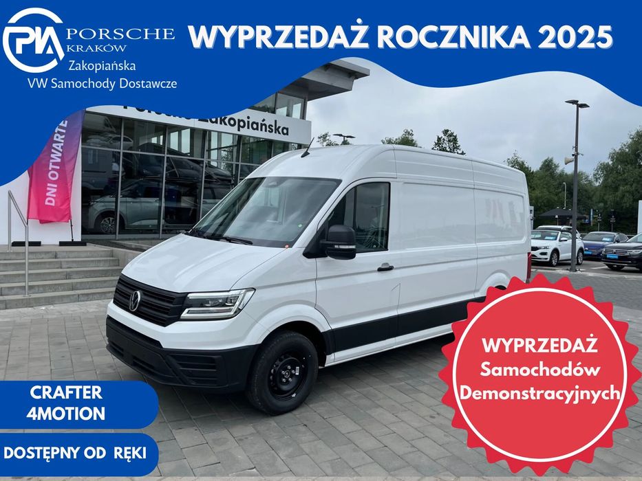Volkswagen Crafter Crafter 35 Furgon, silnik: 2,0 l  130 kW, skrzynia biegów: napęd 4MOTION, automatyczna 8-biegowa rozstaw osi: 3640 mm  35 L3H3 Furgon silnik: 2.0 automatyczna 8-biegowa 3640 mm