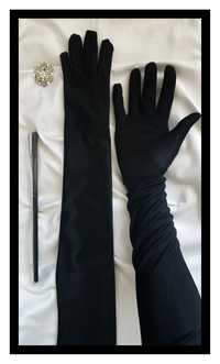 Zestaw imprezowy: Czarne rękawiczki oraz długi papieros/cygaretka
